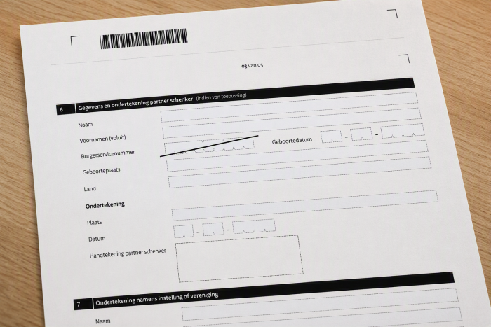 BSN partner op periodieke schenkingsovereenkomst